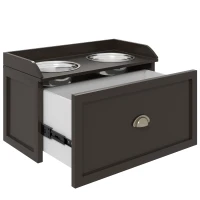 PawHut Stainless Steel Raised Dog Bowls, with 21L Storage Drawer for Large Dogs - Brown(m-7)