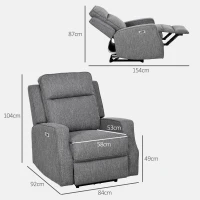 HOMCOM 150° Electric Reclining Chair, with USB port and Footrest - Charcoal Grey(m-3)