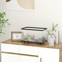 PawHut 28L Glass Turtle Tank Aquarium with Basking Platform, Easy Drainage, Strip Patch Thermometer(m-2)