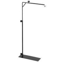 PawHut 86-129Hcm Adjustable Height and Length Reptile Lamp Stand Holder with Hook Hanging, Base - Black(m-7)