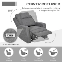 HOMCOM 150° Electric Reclining Chair, with USB port and Footrest - Charcoal Grey(m-4)