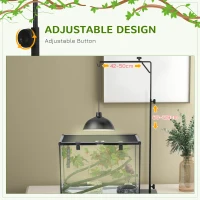 PawHut 86-129Hcm Adjustable Height and Length Reptile Lamp Stand Holder with Hook Hanging, Base - Black(m-5)