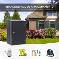 Outsunny Abrigo de Jardim 0,92 m² 100x103x160cm Abrigo Exterior de Aço Galvanizado com Porta Fechadura e Teto Inclinado para Armazenamento de Ferramentas Cinza Escuro(m-5)