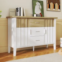 Credenza con Ante e Cassetti, Design Unico con Texture Concava e Convessa, 120 x 40 x 80 cm, Bianco e Colore Legno(m-1)