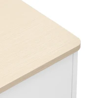 Comodă cu textură de lemn alb, patru uși și trei sertare, stil rustic pentru living și sufragerie, 160x37x75 cm, Alb+Culoare naturală(m-6)