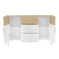 Credenza con Ante e Cassetti, Design Unico con Texture Concava e Convessa, 120 x 40 x 80 cm, Bianco e Colore Legno(m-9)