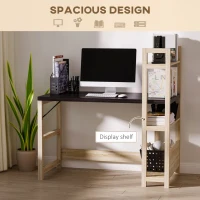 HOMCOM Computer Desk with 3 Tier Storage Shelves on Left or Right, 120cm Writing Table for Home Office, Study, Bedroom, Walnut and Oak(m-4)