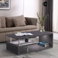 Tavolino Moderno con Finitura in Cemento Grigio, Illuminazione a LED, Tavolino da Salotto e Ufficio, Grigio Cemento(m-9)