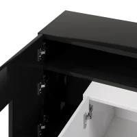 Elegante TV mobile con Pannello Basso, Luminoso Bianco e Nero Lucido, LED Illuminazione, Mobili Soggiorno - Design Moderno, Superficie in Vetro Elegante, Nero(m-6)