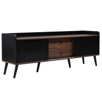 Mueble TV con 2 Cajones y 2 Puertas Correderas 160x40x58 cm Negro(m-1)