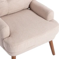 Poltrona com Apoio para os Pés Encosto Ajustável em 5 Níveis e Bolso Lateral 67x60x96,5cm Bege(m-8)
