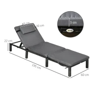 Outsunny Set of Two Reclining Rattan Sun Loungers, with Cushions - Grey(m-3)