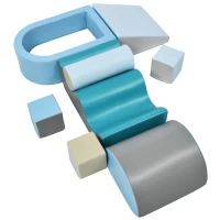 Set di 9 Blocchi Morbidi atossici da Gioco per arrampicarsi, scivolare, gattonare e giocare in sicurezza,blu(m-10)