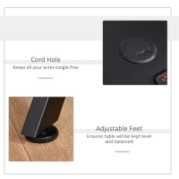 HOMCOM Gaming Desk, 108 x 66cm Computer Table Metal Frame with Cup Holder, Headphone Hook, Cable Hole, for Small Spaces, Black(m-5)