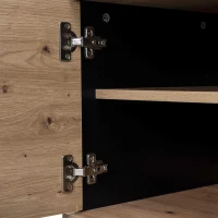 Mobile TV da 170 cm in Legno e Nero, Credenza con Cassetti, Spazio per Riporre, Design Esclusivo, Naturale(m-5)