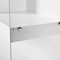 Madia con Gambe in Vetro, Quattro Cassetti e un Ripiano, con Illuminazione a LED, Grigio Caldo e Bianco(m-6)