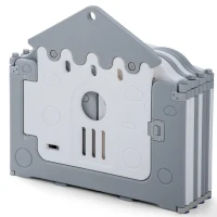 Parque para Niños 160x160x77 cm 14 Paneles Puerta de Seguridad de Plástico con Puerta & Panel de Juguetes & Canasta de Baloncesto & Columpio Gris(m-6)