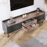 Mueble TV con 2 Cajones y 2 Puertas Correderas 160x40x58 cm Negro(m-7)