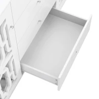 Cómoda Espejada Blanca Aparador salon con Manijas de Cristal Diseño Coordinado Vidrio Integrado Fácil Montaje - MDF 147,5x40x102 cm Blanco(m-5)