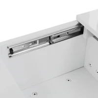 Măsuță de cafea alb lucios, cu structură de depozitare push-pull și sertar dublu, 100x50x31 cm, Alb(m-4)