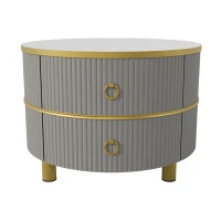 Tavolino 2-in-1 in MDF con Piano Lucido e Piano in Marmo Bianco, Combinazione Tavolino Soggiorno con 2 Cassetti, Grigio(m-5)