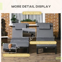 Outsunny Set of Two Reclining Rattan Sun Loungers, with Cushions - Grey(m-6)