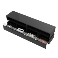 Mueble de TV Moderno con Acabado Brillante Mesa de TV con Iluminación Led Dos Estantes y Cuatro Cajones Negro(m-5)