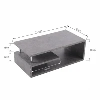Tavolino Moderno con Finitura in Cemento Grigio, Illuminazione a LED, Tavolino da Salotto e Ufficio, Grigio Cemento(m-3)
