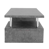 Tavolino Moderno con Finitura in Cemento Grigio, Illuminazione a LED, Tavolino da Salotto e Ufficio, Grigio Cemento(m-6)