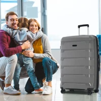 3-teiliges Hartschalenkoffer-Set mit TSA-Schloss, 360° Doppelrollen und 3 Größen aus robustem PP-Material, Grau(m-10)