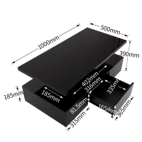 Mesa de Centro con Cajones y Acabado Brillante Mesa de Centro con 2 Estantes y Luz Led Negro(m-3)