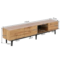 Moderno Mueble TV con Vetado de Madera Luces Led Variables Diseño Minimalista - MDF Resistente Capacidad de 50 Kg Natural(m-3)