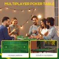 SPORTNOW Foldable Poker Mat, 10-Player Table Top with Cup Holder, Carry Bag - Green(m-5)