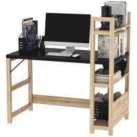 HOMCOM Computer Desk with 3 Tier Storage Shelves on Left or Right, 120cm Writing Table for Home Office, Study, Bedroom, Walnut and Oak(m-1)