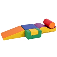 Set de 6 Blocuri Mari de Construcție, pentru Joacă și Cățărare, cu Scară și Tobogan, Multicolor