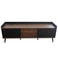 Mueble TV con 2 Cajones y 2 Puertas Correderas 160x40x58 cm Negro(m-9)