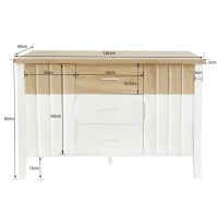Credenza con Ante e Cassetti, Design Unico con Texture Concava e Convessa, 120 x 40 x 80 cm, Bianco e Colore Legno(m-3)