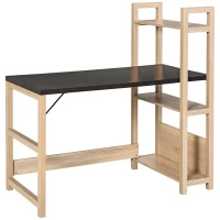 HOMCOM Computer Desk with 3 Tier Storage Shelves on Left or Right, 120cm Writing Table for Home Office, Study, Bedroom, Walnut and Oak(m-11)