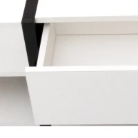 Tavolino da Salotto Quadrato Lucido con 4 Cassetti, Design Unico di Colori e Linee, Spazio Portaoggetti Inferiore, Bianco(m-4)