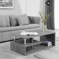 Tavolino Moderno con Finitura in Cemento Grigio, Illuminazione a LED, Tavolino da Salotto e Ufficio, Grigio Cemento(m-1)