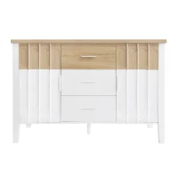 Credenza con Ante e Cassetti, Design Unico con Texture Concava e Convessa, 120 x 40 x 80 cm, Bianco e Colore Legno(m-2)