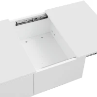 Măsuță de cafea alb lucios, cu structură de depozitare push-pull și sertar dublu, 100x50x31 cm, Alb(m-5)