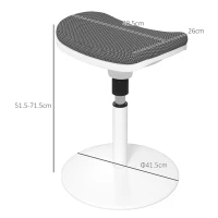 HOMCOM Scaun Oscilant fără Spate, Scaun de Birou Reglabil, Ergonomic, cu Mișcare de Balansare, 41.5x41.5x51.5-71.5 cm, Gri(m-3)