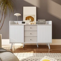 Aparador y Cómoda Moderno con 2 Puertas Correderas y 3 Cajones para Salón Cocina Pasillo 1175x40x80 cm Blanco(m-2)
