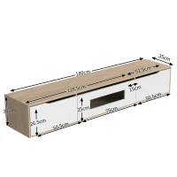 Mueble de TV Moderno en Blanco Brillante y Madera Iluminación Led con Cambio de Color 180x35x30 cm Blanco(m-3)