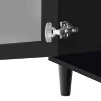 Madia Nera con Specchio e Maniglie di Cristallo per Soggiorno e Sala da Pranzo, Nero(m-6)