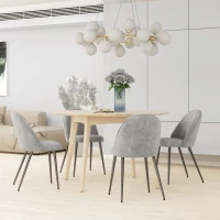 HOMCOM Conjunto de 4 Cadeiras de Sala de Jantar Modernas Cadeiras Estofadas em Veludo com Encosto Alto e Pés de Aço 50x52x83 cm Cinza(m-9)