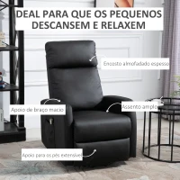 HOMCOM Poltrona Relax Levanta Pessoas Poltrona Elétrica Reclinável a 145° com Controlo Remoto Apoio para Pés 67x95x105 cm Preto(m-4)