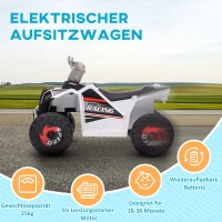 HOMCOM Elektrische Kinderquad, 2,5 km/u, Vooruit- & Achteruit, voor 18-36 Maanden, Wit(m-5)