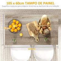 HOMCOM Ilha de Cozinha Móvel Auxiliar de Cozinha com 2 Prateleiras Abertas 2 Portas Estilo Moderno 105x60x82 cm Preto e Carvalho(m-6)